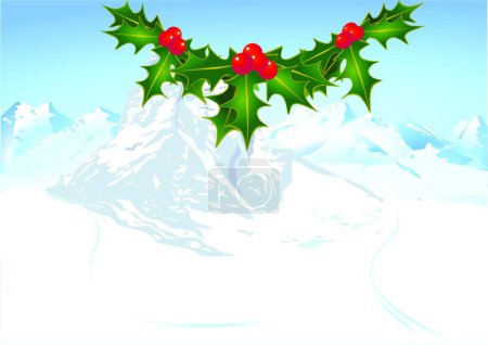 Illustration for English holly and mountain environment, graphic vector illustration - Royalty Free Image