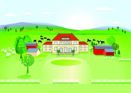 Illustration for Country estate, graphic vector illustration - Royalty Free Image