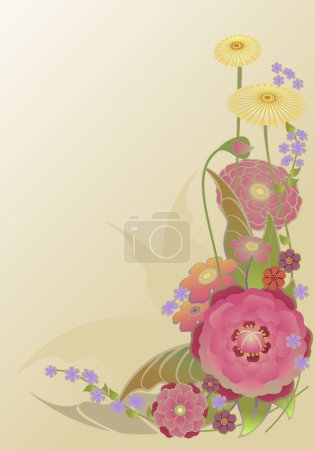 Illustration for Decorative flowers illustration, background for copy space - Royalty Free Image