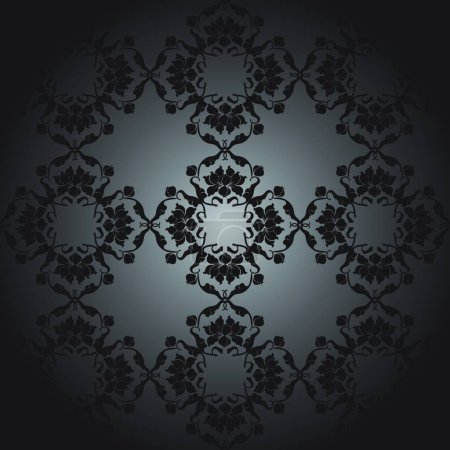 Illustration for Lotus pattern black, graphic vector illustration - Royalty Free Image