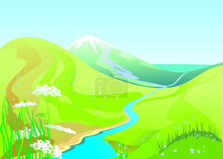 Illustration for Green hills,  pasture, graphic vector illustration - Royalty Free Image