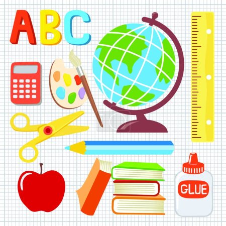 Illustration for School supplies, simple vector illustration - Royalty Free Image