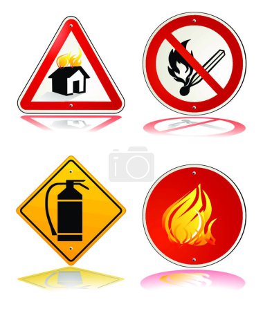 Téléchargez les illustrations : Signe de sécurité incendie, illustration vectorielle graphique - en licence libre de droit