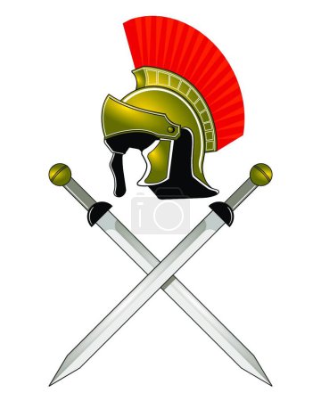 Illustration for Roman Helmet and swords, graphic vector illustration - Royalty Free Image