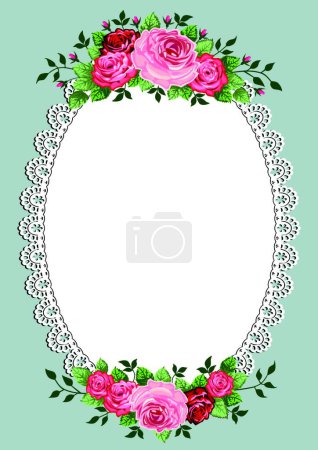 Illustration for Vintage roses oval frame vector illustration - Royalty Free Image