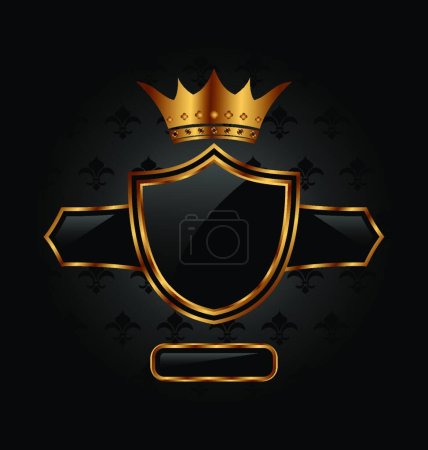 Ilustración de Escudo heráldico adornado con corona - Imagen libre de derechos