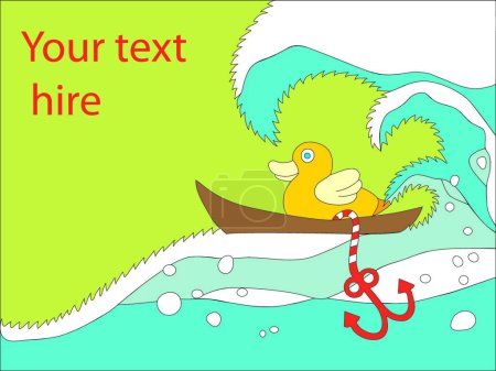 Illustration for Duck in boat, vector illustration - Royalty Free Image
