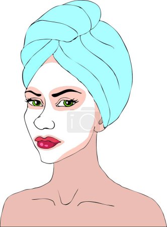 Illustration for Woman use cosmetic, vector illustration simple design - Royalty Free Image