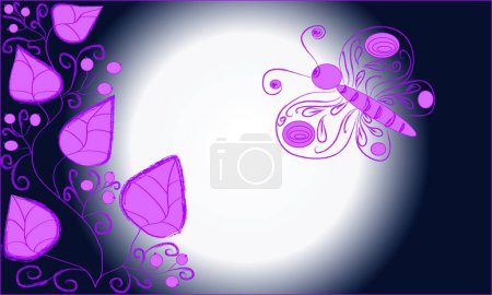 Ilustración de Rama con mariposas, ilustración vectorial diseño simple - Imagen libre de derechos