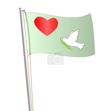Téléchargez les illustrations : Illustration vectorielle drapeau d'amour et de paix - en licence libre de droit