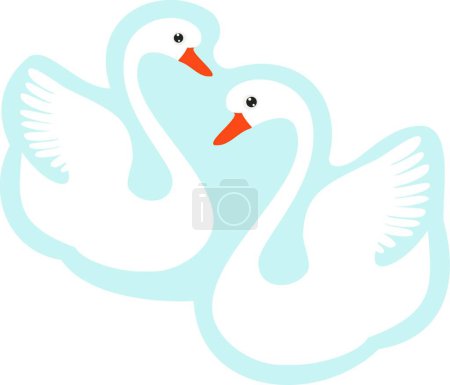 Téléchargez les illustrations : Deux cygnes blancs, illustration vectorielle design simple - en licence libre de droit
