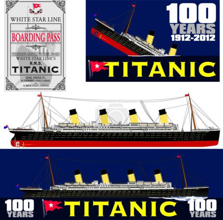 Téléchargez les illustrations : "Titanic 100 Anniversaire "illustration vectorielle - en licence libre de droit