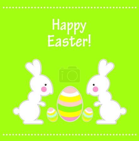 Téléchargez les illustrations : Carte de Pâques avec deux lapins, illustration vectorielle graphique - en licence libre de droit