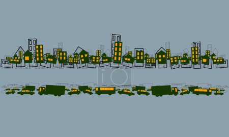 Ilustración de Vida de la gran ciudad, ilustración vectorial gráfica - Imagen libre de derechos