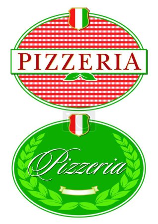 Téléchargez les illustrations : Pizza Panneau restaurant, illustration vectorielle graphique - en licence libre de droit