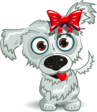 Illustration for Dog with bow   vector illustration - Royalty Free Image