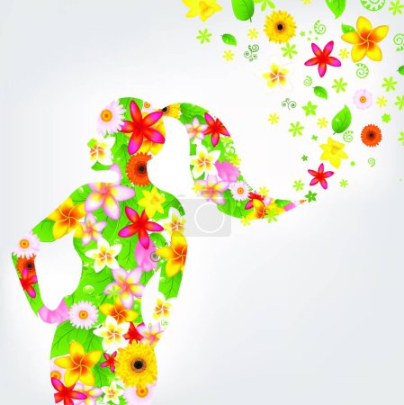 Ilustración de Mujer y flor, ilustración vectorial gráfica - Imagen libre de derechos