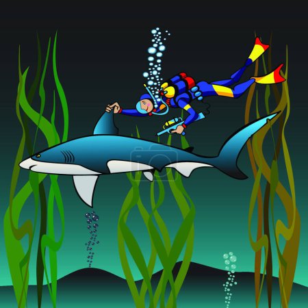 Ilustración de Vacunación de un tiburón, ilustración gráfica vectorial - Imagen libre de derechos