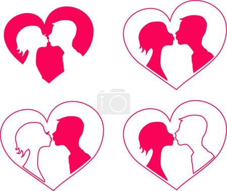 Illustration for Kissing couple, graphic vector illustration - Royalty Free Image