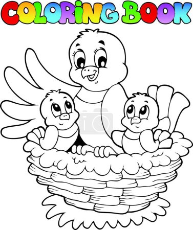 Illustration for Coloring book bird theme, graphic vector illustration - Royalty Free Image