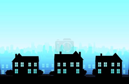 Illustration for Cityscapes silhouettes background, graphic vector illustration - Royalty Free Image
