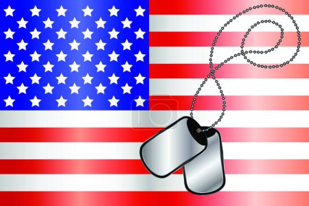 Illustration for Dog tags on USA flag vector illustration - Royalty Free Image