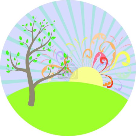 Ilustración de Bandera artística del árbol, ilustración del vector - Imagen libre de derechos