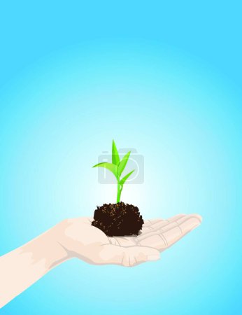 Illustration for Holding a plant, graphic vector illustration - Royalty Free Image