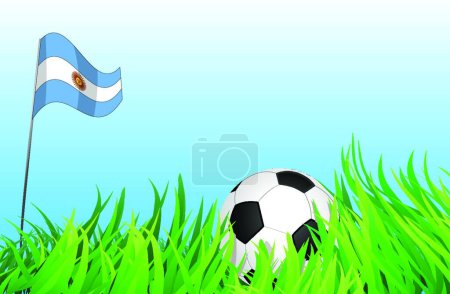 Téléchargez les illustrations : Terrain de football, drapeau argentin - en licence libre de droit