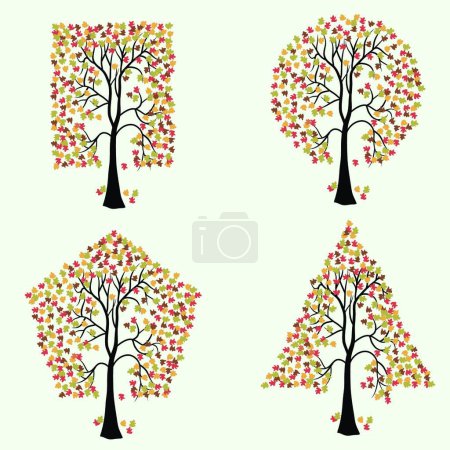 Illustration for "Trees of different geometric shapes. " - Royalty Free Image