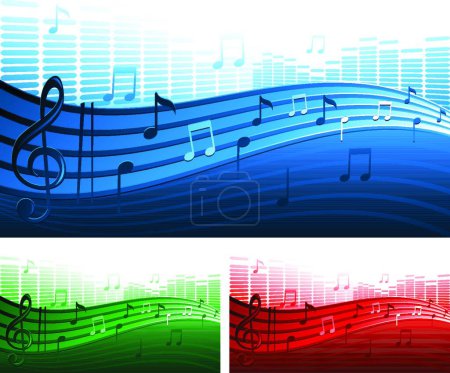Illustration for Music notes on staves, colored vector illustration - Royalty Free Image