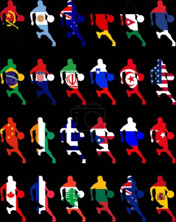 Téléchargez les illustrations : Ensemble des couleurs nationales de basket-ball, illustration vectorielle graphique - en licence libre de droit
