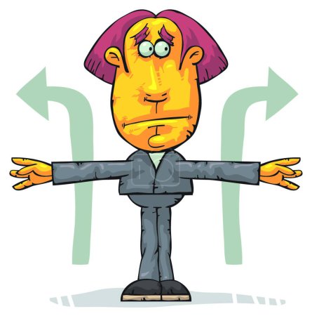 Illustration for Businessman solving a dilemma, graphic vector illustration - Royalty Free Image