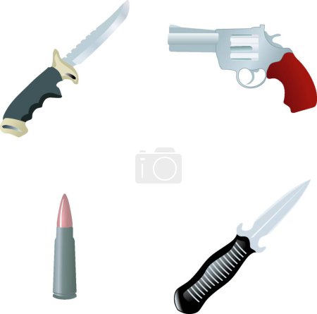 Illustration for Set of the different items of weapon - Royalty Free Image