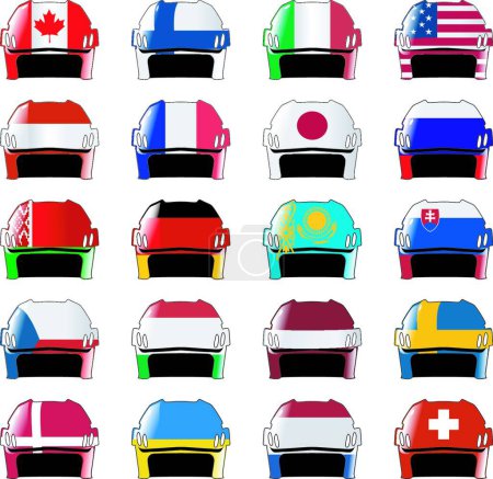 Illustration for Set of the hockey helmet in national colors - Royalty Free Image
