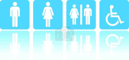 Illustration for Toilet signs or symbols, colored vector illustration - Royalty Free Image