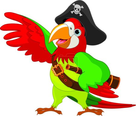 Téléchargez les illustrations : Pirate perroquet, illustration vectorielle colorée - en licence libre de droit