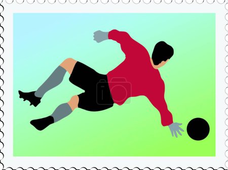 Téléchargez les illustrations : Timbre avec image de football, illustration vectorielle design simple - en licence libre de droit