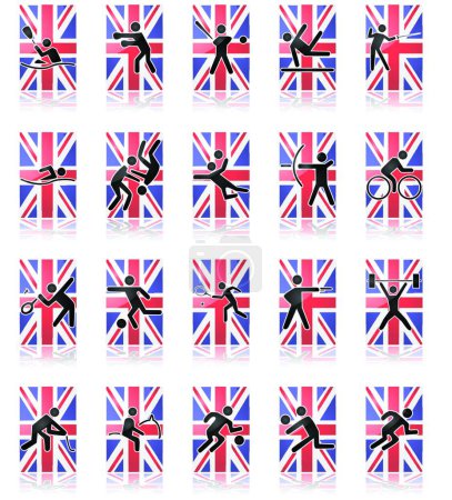 Téléchargez les illustrations : Icônes sportives britanniques, illustration vectorielle - en licence libre de droit