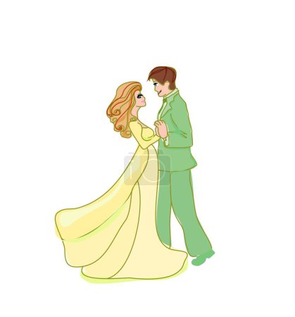 Illustration for Wedding dancing couple, graphic vector background - Royalty Free Image