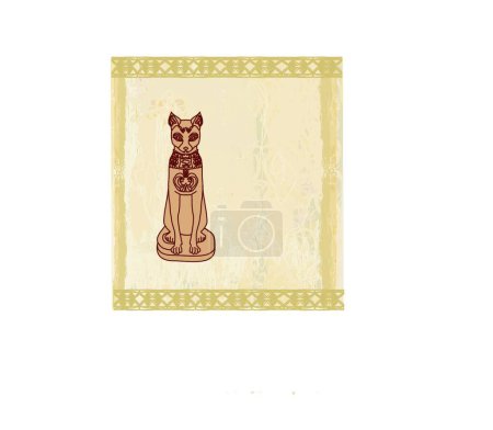 Illustration for Stylized Egyptian cat, graphic vector background - Royalty Free Image