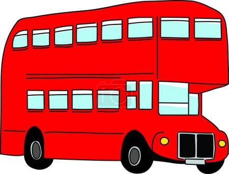 Téléchargez les illustrations : Bus Londres, illustration vectorielle colorée - en licence libre de droit