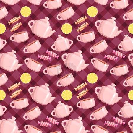 Illustration for Seamless tea pattern vector illustration - Royalty Free Image
