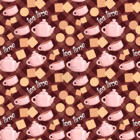 Ilustración de Ilustración de vectores de patrón de té sin costura - Imagen libre de derechos