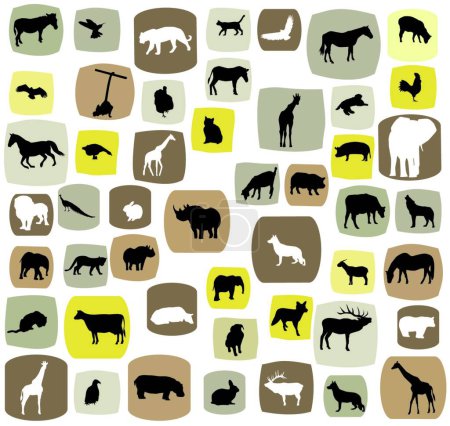 Illustration for Animal silhouettes, colorful vector illustration - Royalty Free Image