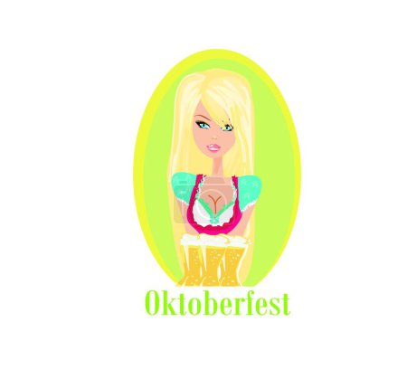 Illustration for Oktoberfest waitress, vector illustration simple design - Royalty Free Image