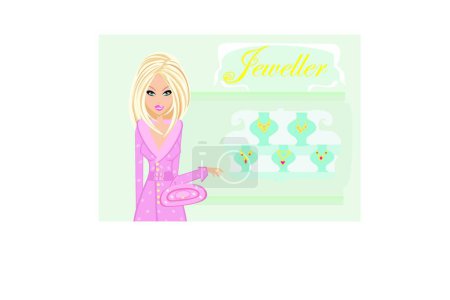 Illustration for Girl and jewellery, vector illustration simple design - Royalty Free Image
