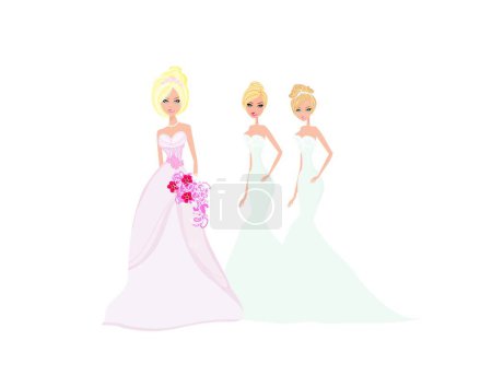 Illustration for Bride with bridesmaids, vector illustration simple design - Royalty Free Image
