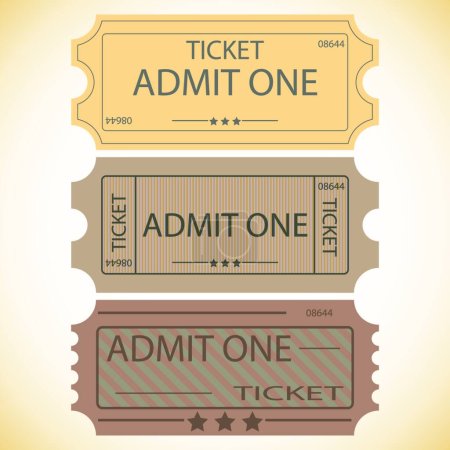 Illustration for Three tickets, colorful vector illustration - Royalty Free Image