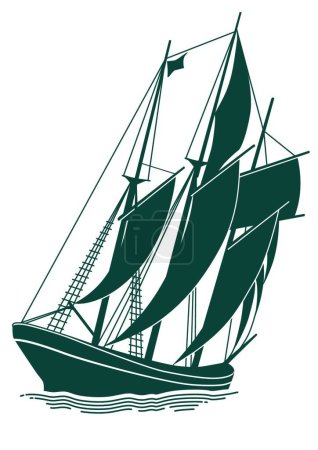 Ilustración de Viejo velero, vector gráfico fondo - Imagen libre de derechos